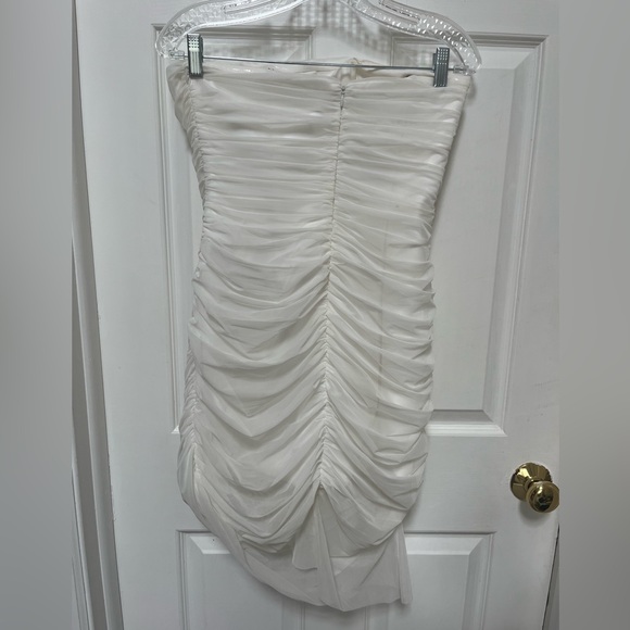 White Asymmetrical Mini Dress - Picture 7 of 13